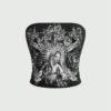 Gothic Print Tube Top for Women Summer Y2K Clothes Grunge Sleeveless Off The Soulder Crop Top Streetwear