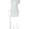 Sdf3012f3240e4b96a44ca72ca300c6ddW.webp Hugcitar White Turleneck Sleeveless Ruched Irregular Patchwork Pleated Mini Dress Summer Women Fashion Outfits Party Vacation