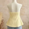 Sdf6629ad69a041dd8f7fe68101f3e086o.webp Women Yellow Eyelet Lace Tube Top Casual Ruched Tie Front Peplum Strapless Camisole