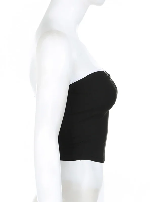Se6f30dc8286c498a8b6b0d8a71a45bfbT.webp Contrast Bow Stitched Tube Top Summer Harajuku 90s Strapless Women's Cropped Tops Vintage y2k Casual Basic Tees Cute Vest