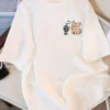 Se730d4914d574df5b59a8da1448df002q.webp Cute Dog with Fan Women's Crew Neck Short Sleeve T Shirt Cartoon Animal Print Cute & Trendy Y2k Top Kawaii Women Clothing