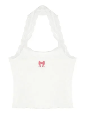 Sec07254f1f384276912ffc9655462651K.webp 2025 Y2k Halter Top Crop Top Women's Lace Embroidery Butterfly Graphics Tank Top Ladies Sexy Vest Female Coquette Summer Clothes
