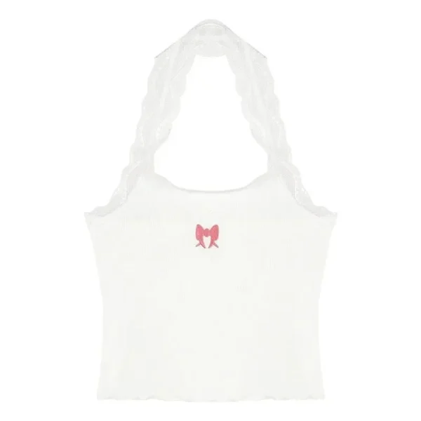 Sec07254f1f384276912ffc9655462651K.webp 2025 Y2k Halter Top Crop Top Women's Lace Embroidery Butterfly Graphics Tank Top Ladies Sexy Vest Female Coquette Summer Clothes