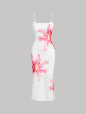 Elegant floral print sundress, resort-style dress
