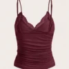 Sf1127750839d4e119094b5abe68a31a7U.webp Sexy Contrast Lace Bow Front Crop Cami Top Women 2024 Summer Grunge Punk Y2K Clothes Ruched Skinny Backless Tee Shirt