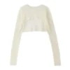Sf2bdfca0404c4306a5501adf59e2bdc0j.webp O Neck Long Sleeve Knit Shirt Women Ribbed Sexy Hollow Out Cropped Tops Summer Black Casual Skinny Slim Basic Woman T Shirts
