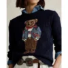 Sf349431a7dc34fbea3acc0f0d1f96661M.webp Classic Embroidered Bear Cotton Knitwear Loose Fit round Neck Versatile Autumn Winter Women's Fashion Street Style Sweater