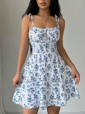 Sf41a7e5cbdad497daf0d6041ec71b4b6J.webp Women's Summer Floral Spaghetti Strap Beach Short Dress,Womens Dresses,Woman Clothing,Woman Clothes,Sundress,New In Dress 2025