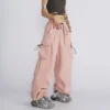 Sf53a5a85e89946e886b3a8aef3d9508d0.webp Big Size Female High Street Cargo Pants Lady Baggy High Waist Straight Leg Trousers Girls Classic Fashion Drawstring Pants