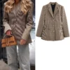 Sf6ac1126fabc4d4795c9de7f02e1c7a9K.webp Women Summer Slim Blazers Suit Coats 2025 Casual Plaid Belt Single Breasted Female Elegant Street Blazer Outerwear Clothing