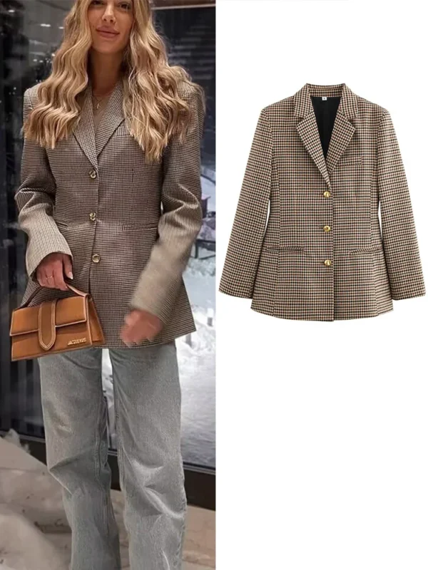 Sf6ac1126fabc4d4795c9de7f02e1c7a9K.webp Women Summer Slim Blazers Suit Coats 2025 Casual Plaid Belt Single Breasted Female Elegant Street Blazer Outerwear Clothing