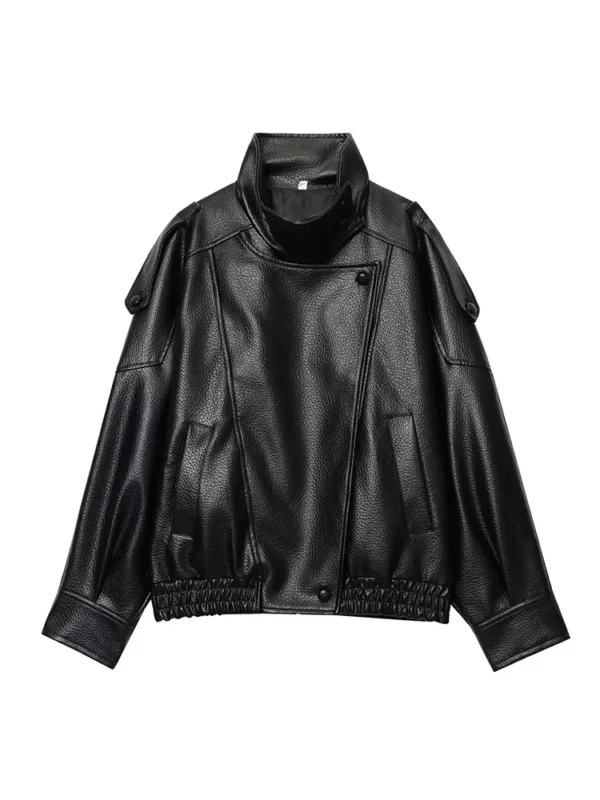 Sf978a6943a2047a7a101b394ffe5d172Z.webp Women Fashion Leather Jacket Autumn Winter Loose Causal PU Faux Leather Jackets Coat Fashion Street Motorcycle Jackets